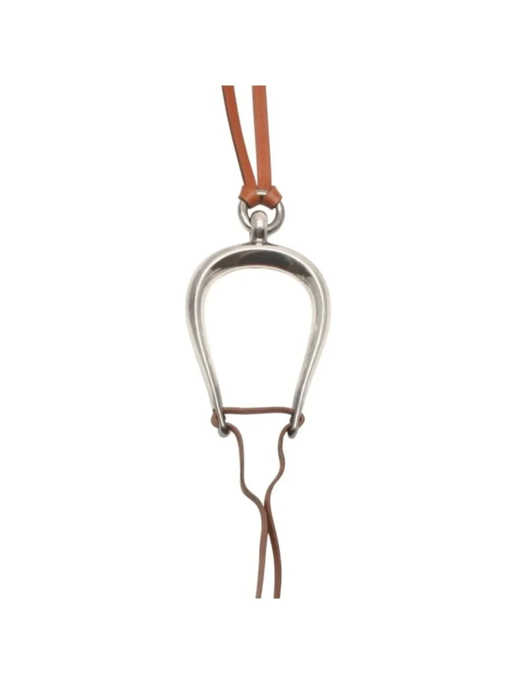 Hermes Leather Necklace Choker Horse Tackle Brown String Silver